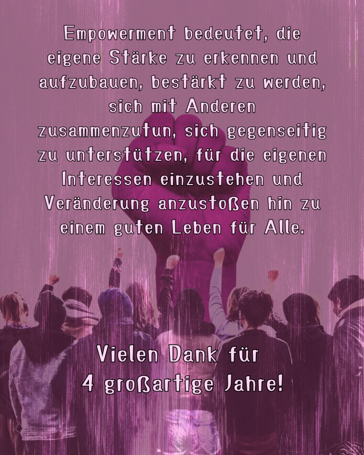 Text über Empowerment vor einer großen Faust