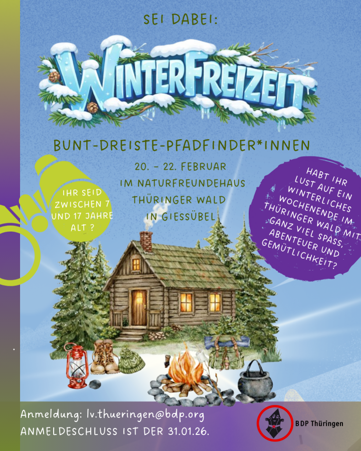Einladungsflyer mit allen Informationen zur Winterfreizeit